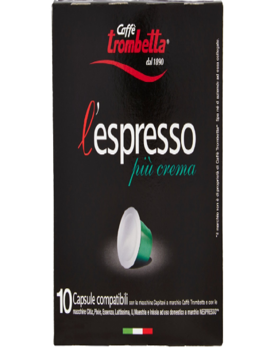 Espresso Coffee CPS Capsules Piu' Crema Trombetta 8x10